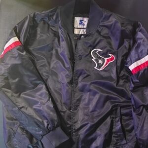 STARTER Navy Texans Jacket with Red and White Accents